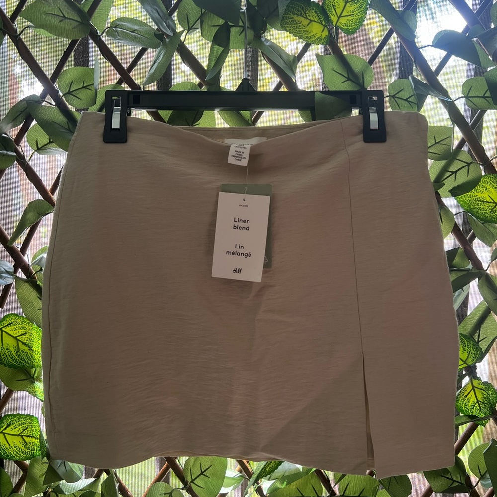 H&M Linen Blend Khaki Skirt